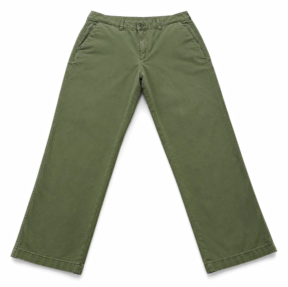 GAP Women's Green Khaki Pants Cotton Twill Straight Leg Pockets 28" Inseam